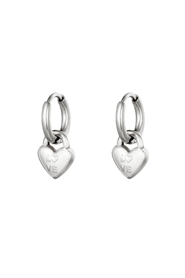 Oorbellen Locked In Love Zilver Stainless Steel