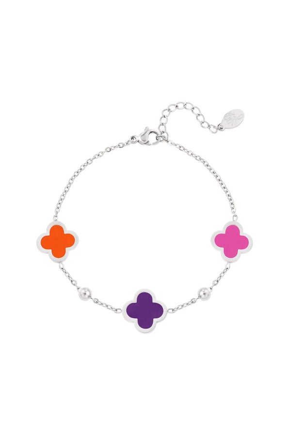 Armband drie klavertjes Lila