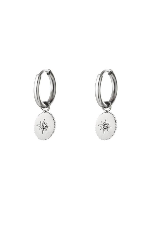 Oorbellen ster met zirkoon Zilver Stainless Steel