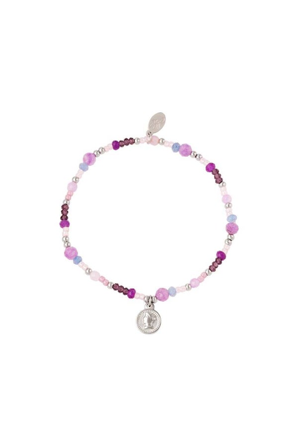 Kleur kralen armband munt Paars Natuursteentjes