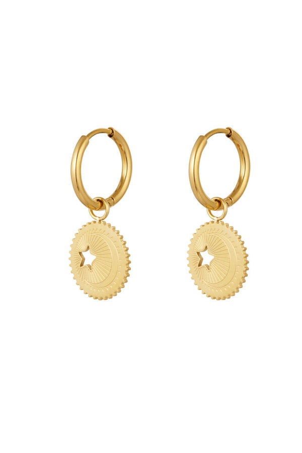 Oorbellen ster coin - goud Stainless Steel