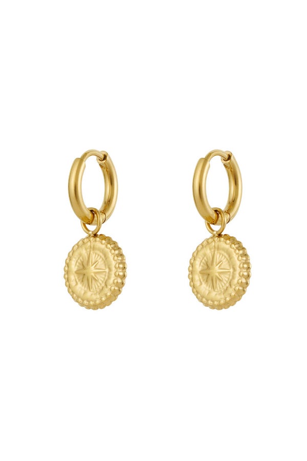 Oorbellen ster coin - goud