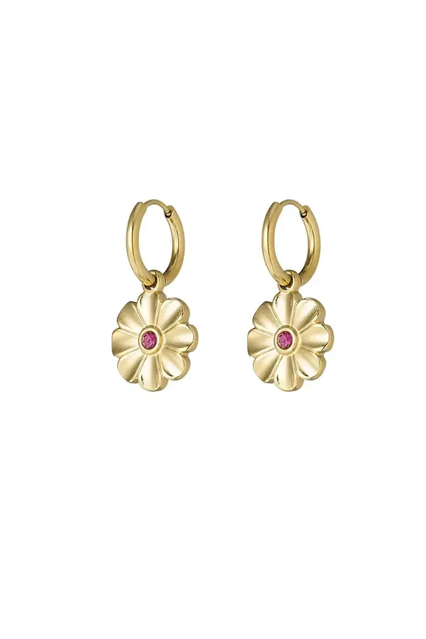 Shimmering flower oorbellen - goud