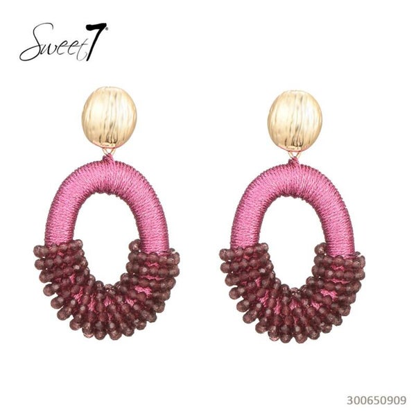 Oorbellen rond l Donker roze