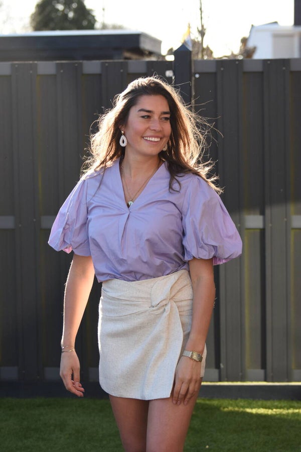 Shirt pofmouw l Lila