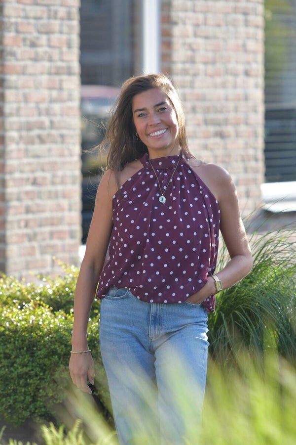 Polkadot top rood