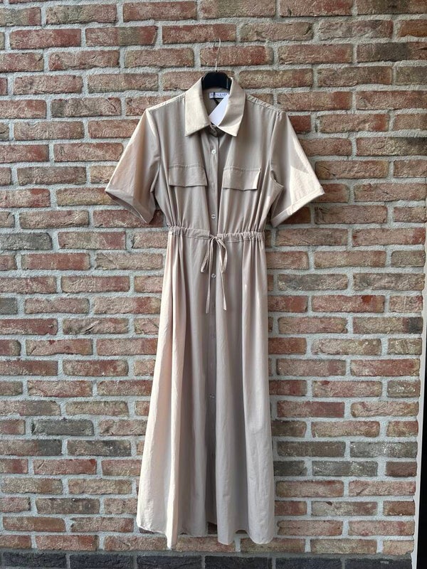 Maxi jurk travelstof l Beige