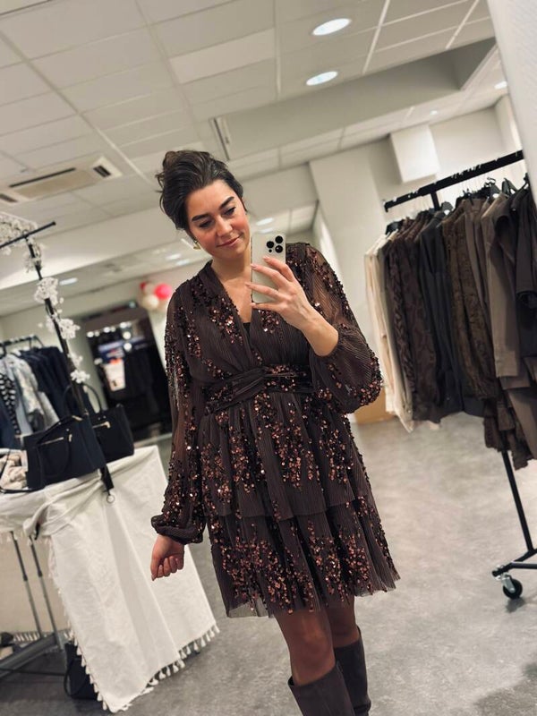 Jurk shimmer l Bruin
