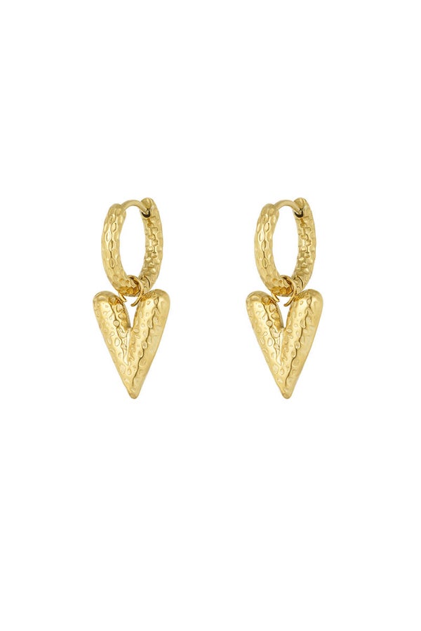 Love in top oorbellen met structuur - Goud