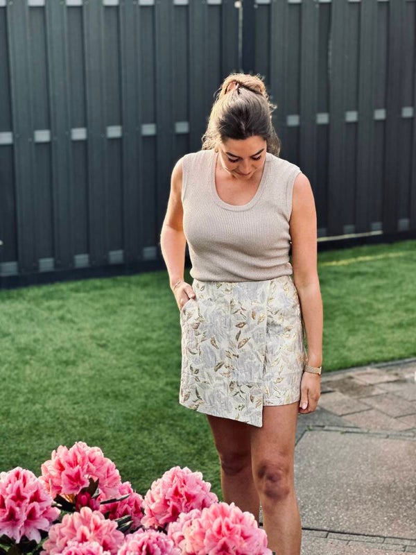 Basis top glitter l Taupe