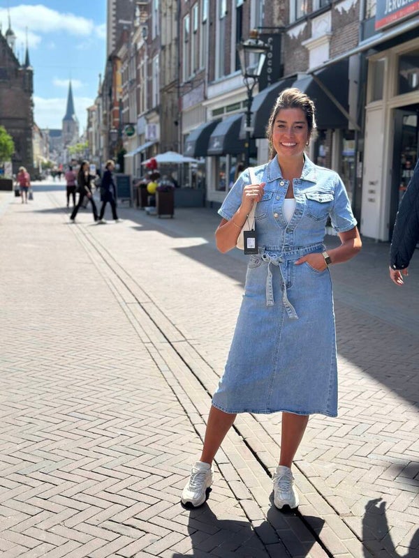 Jeans jurk strik