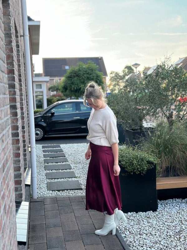 Satijnen rok l Bourdeauxrood