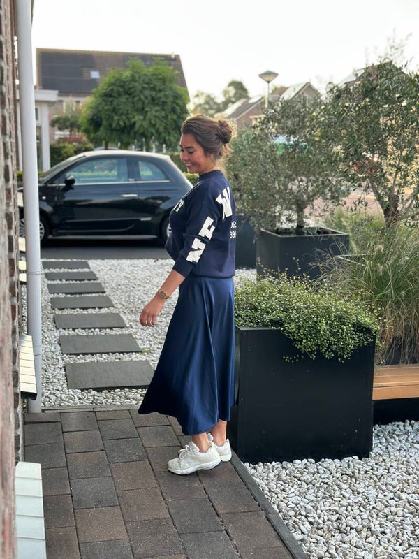 Satijnen rok l Marine blauw