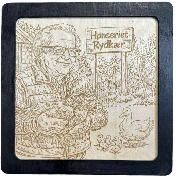 Laser graveret billede 20 x 20 cm