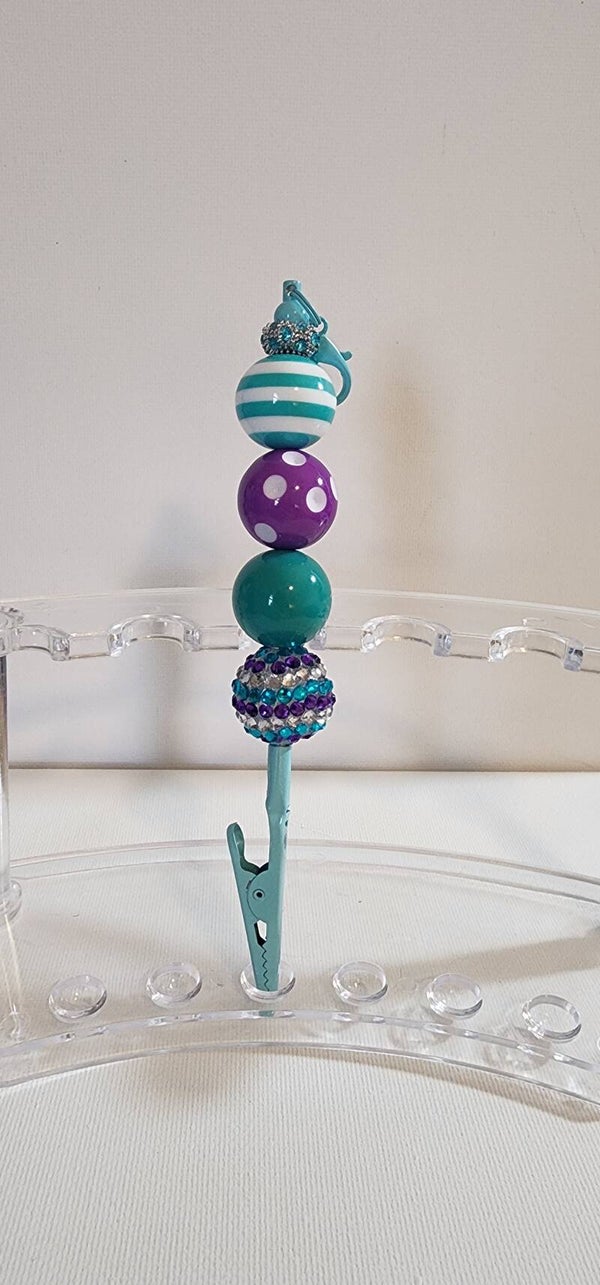 Aqua clip with beads
