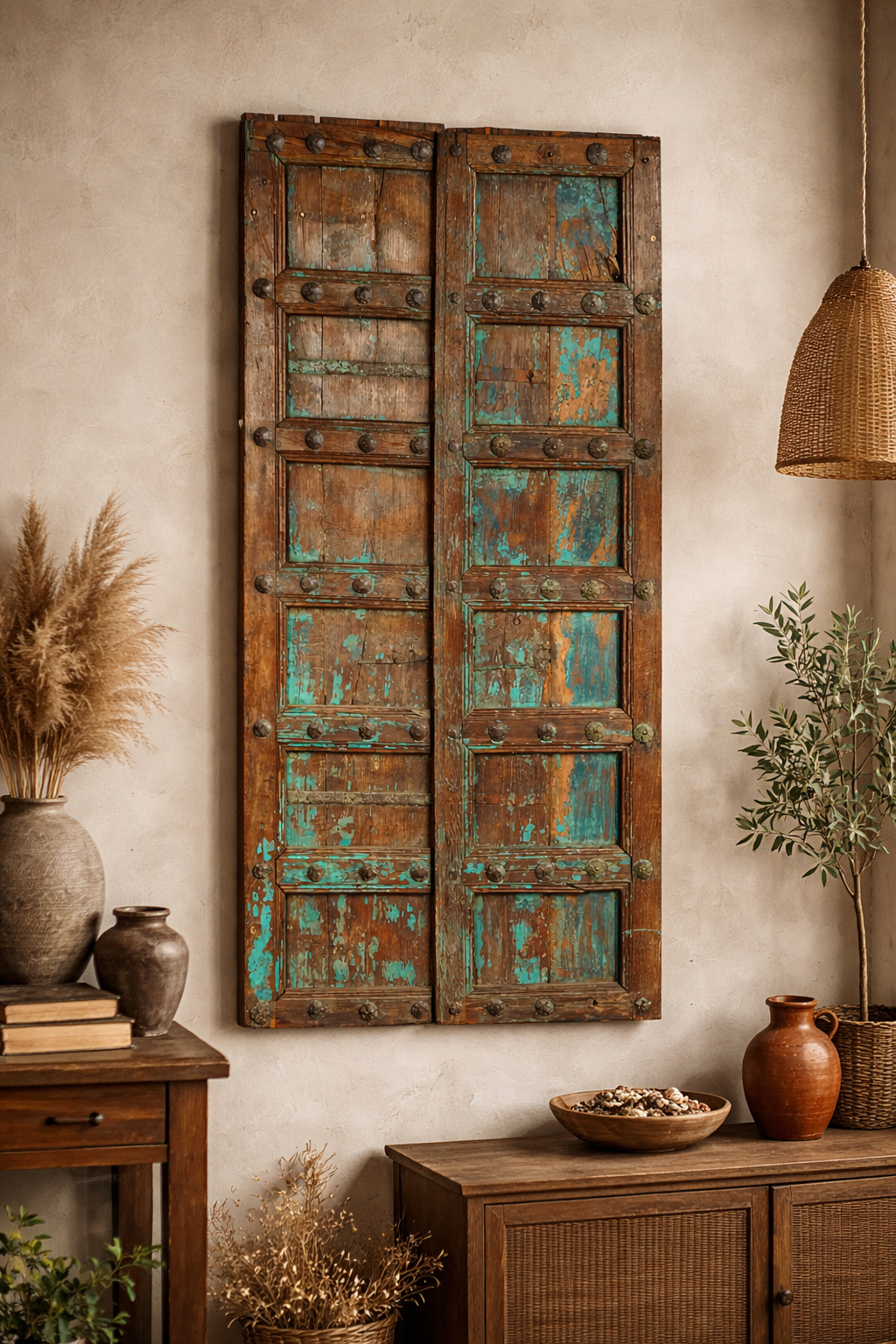 Alte Tür Massivholz 165 cm – Shabby Chic Unikat