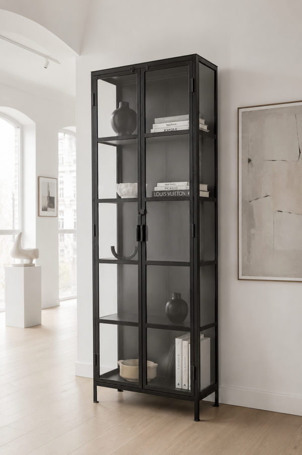 Hohe Vitrine META 214 cm Industrial - Industriedesign Möbel