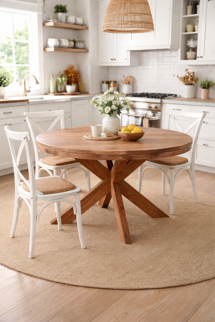 Esstisch BELLA rund 140 cm Massivholz – Spiderbeine