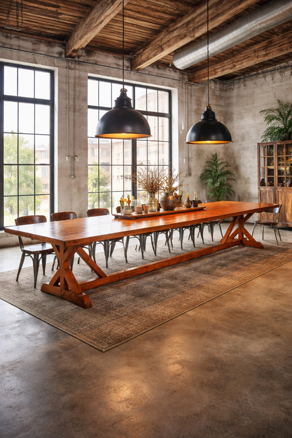 Landhaus Esstisch TORA 500 cm – Vintage Orange | Lange Tafel