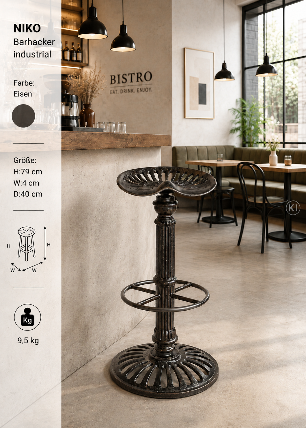 Barhocker Eisen im Industrial & Vintage Look