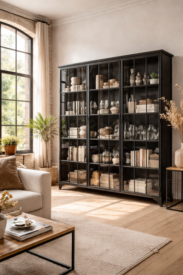 Metall Vitrine JOEL 3 Türen 180x150 cm Industrial Design