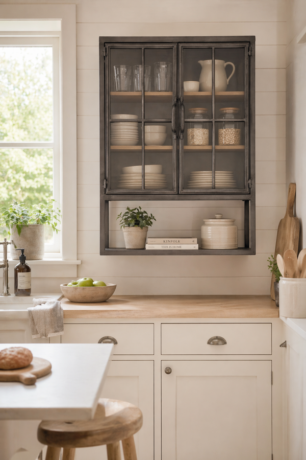 Wandvitrine LENA H 61 cm industrial mit Regal