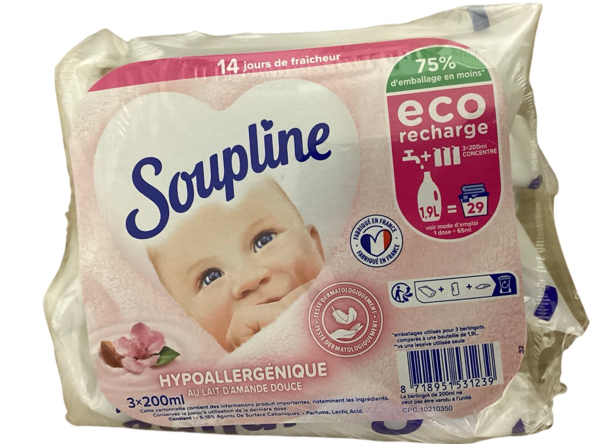 Adoucissant Soupline Doses Hypoallergénique-3x200ml