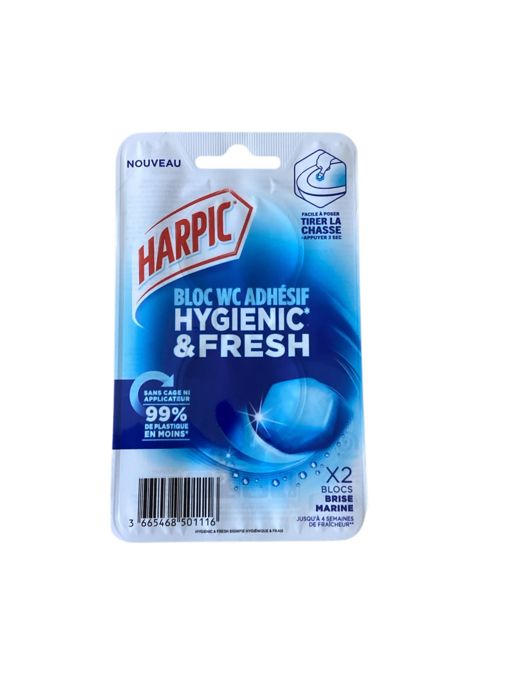 HARPIC BLOC WC ADHESIF HYGIENIC & FRESH - BRISE MARINE- 2x12g