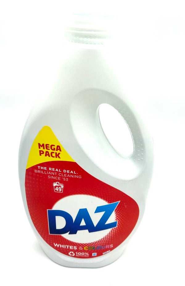 LESSIVE LIQUIDE DAZ WHITES & COULEURS 49 LAVAGES 1715ml