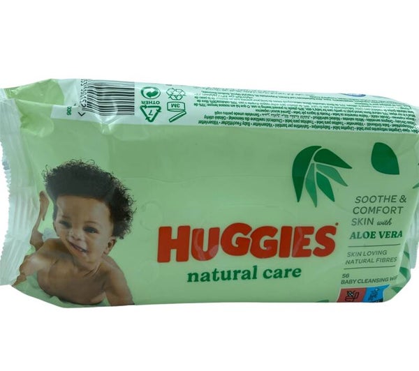 LINGETTE HUGGIES Natural care de 56 lingettes nettoyantes pour bébé