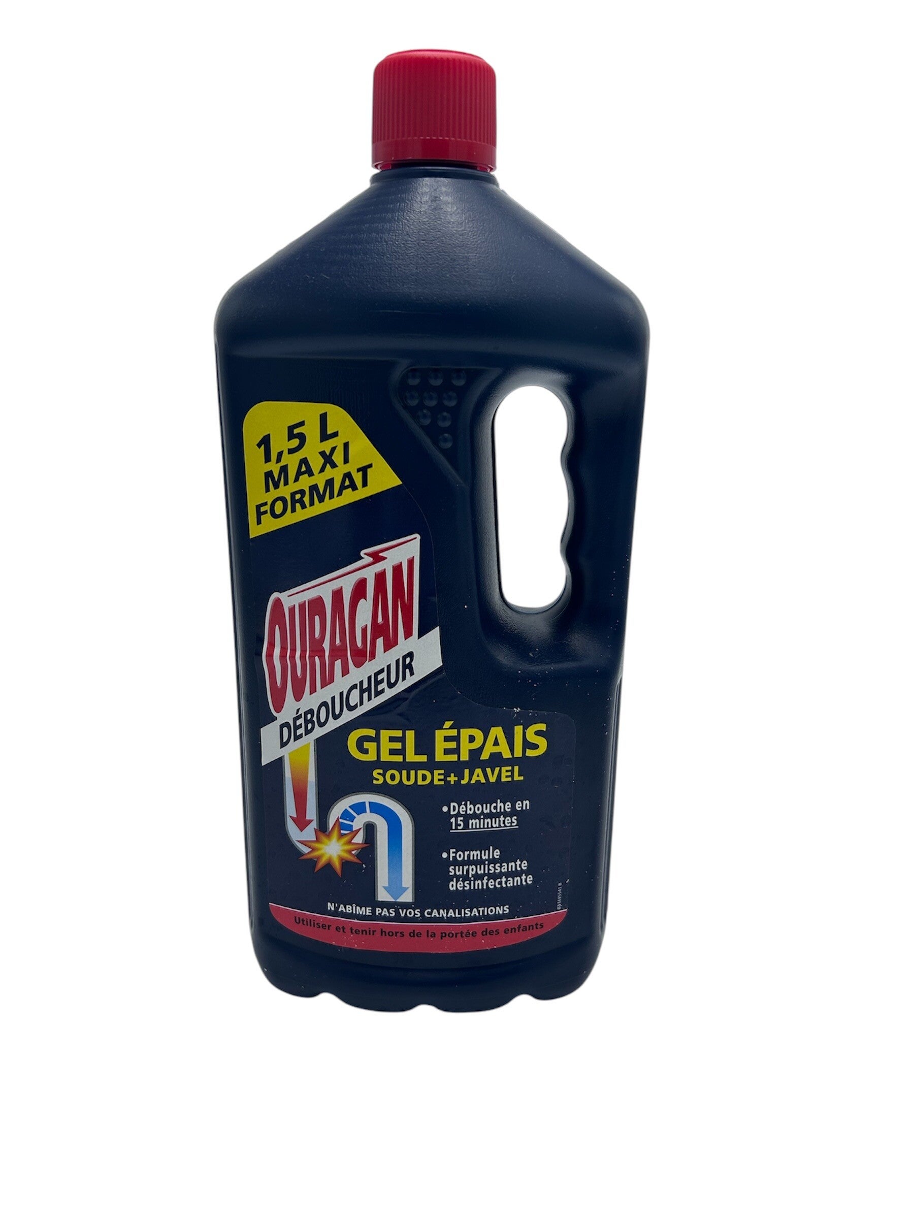 OURAGAN DEBOUCHER GEL EPAIS soude+ Javel 1,5L MAXI FORMAT