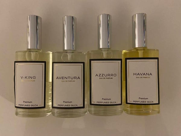 4 PARFUMS D'HOMME 50ML: V-KING, AVENTURA, AZURRO, HAVANA DE LA MARQUE GILCA