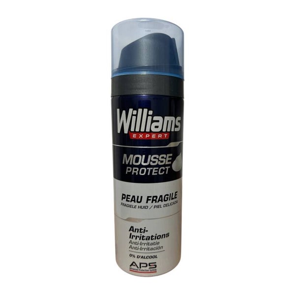 WILLIAMS EXPERT MOUSSE PROTECT PEAU FRAGILE ANTI-IRRITATION 0% D'ALCOOL 200ml