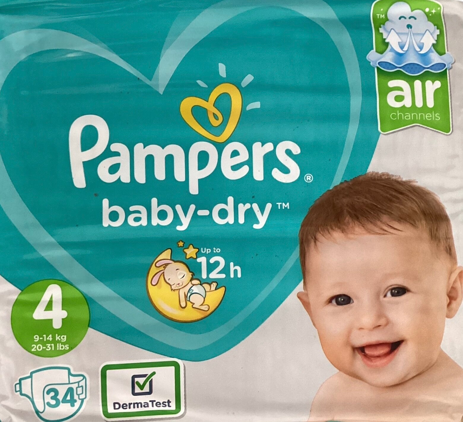 Pampers-Couches Baby-dry 12H T4(9-14Kg) x34 Couches