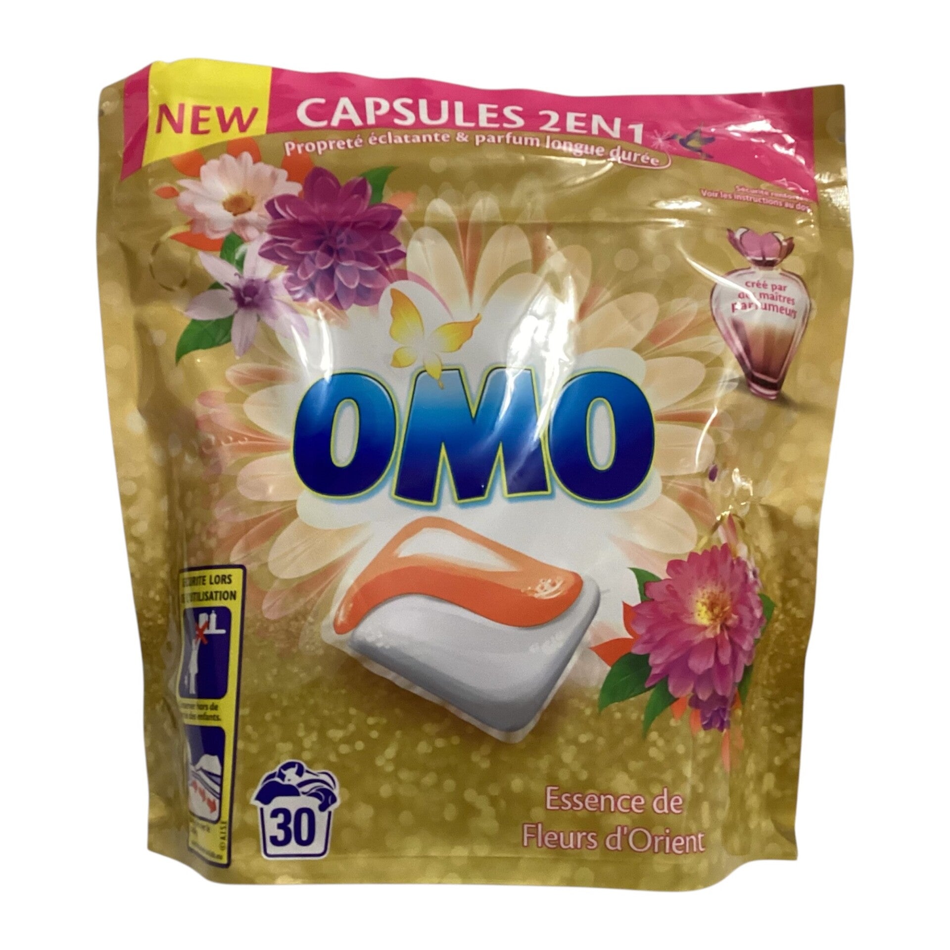 OMO-LESSIVE- 30 CAPSULES - FLEURS D'ORIENT 2 EN 1