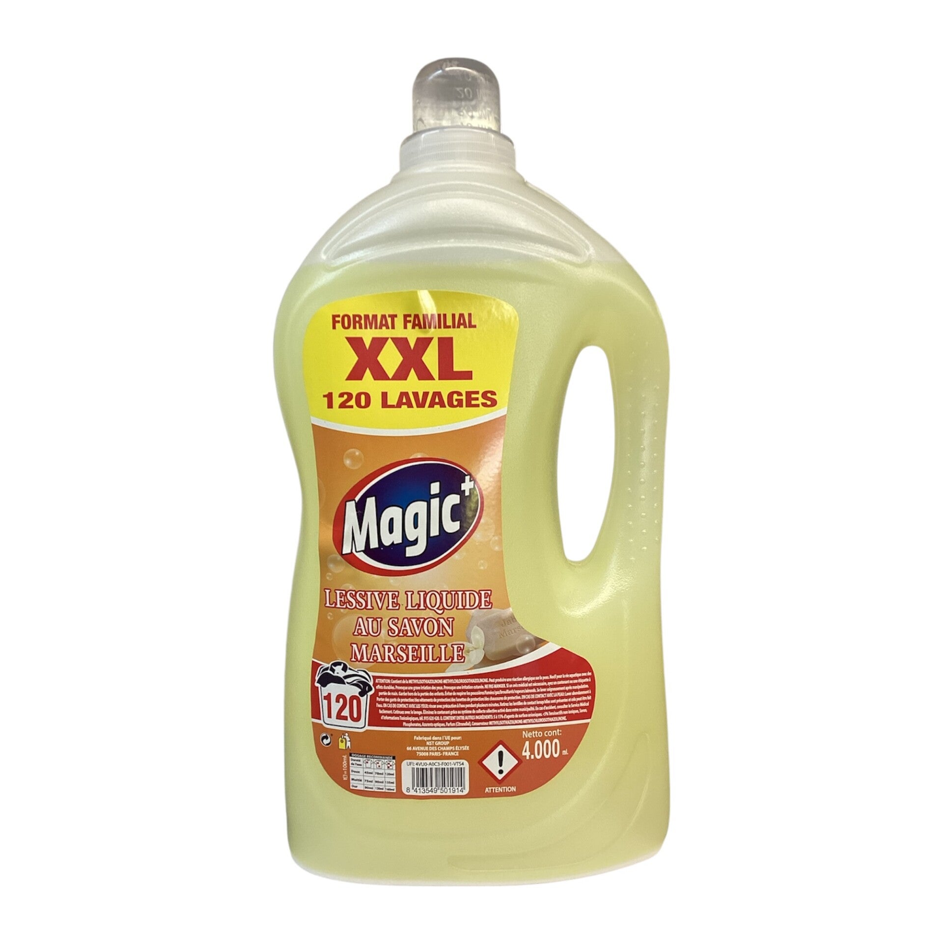 LESSIVE CONCENTREE AU SAVON DE MARSEILLE  FORMAT FAMILLE XXL 120 LAVAGES