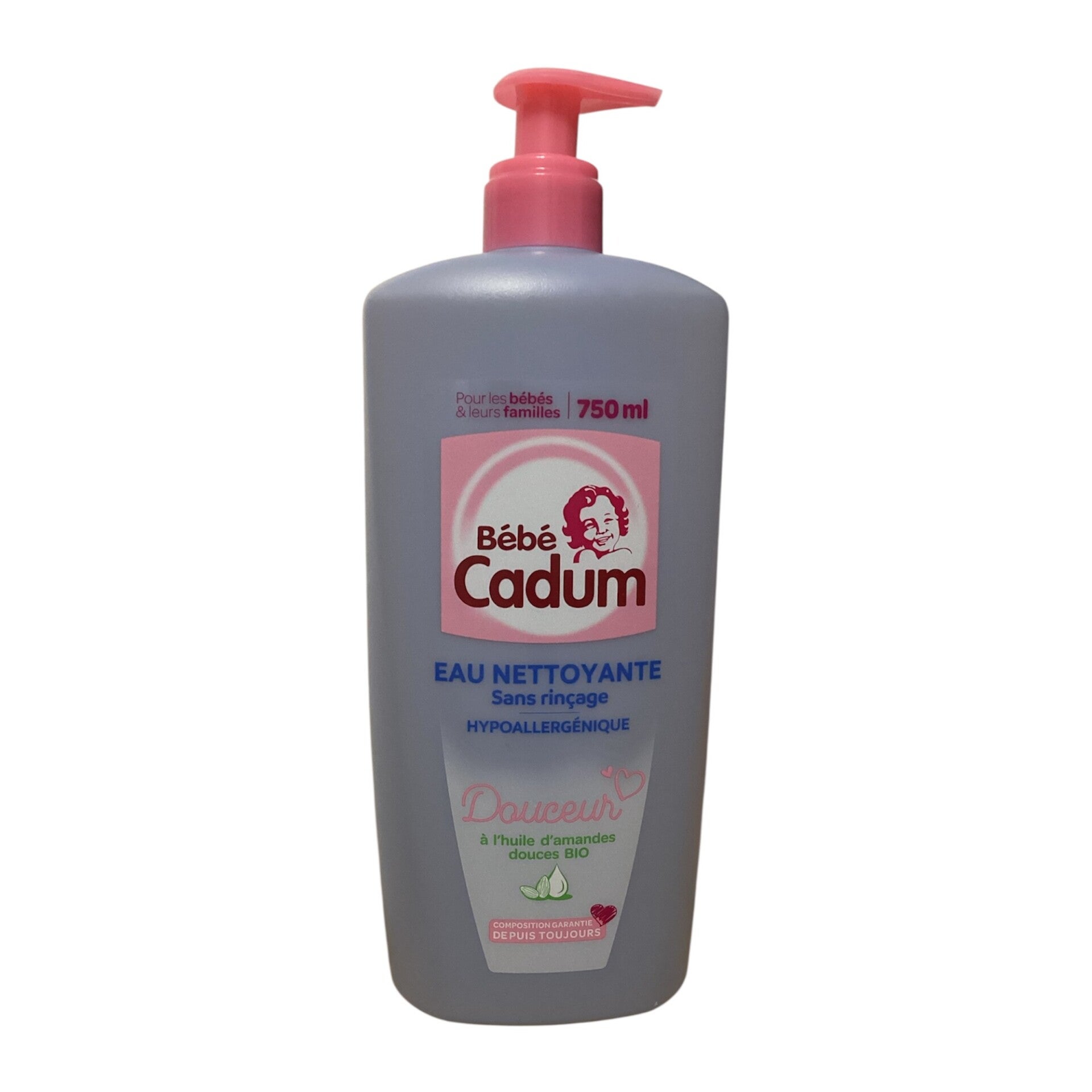 Bébé Cadum Eau Nettoyante Sans rinçage Hypoallergénique à l'huile d'amande douce Bio 750ml