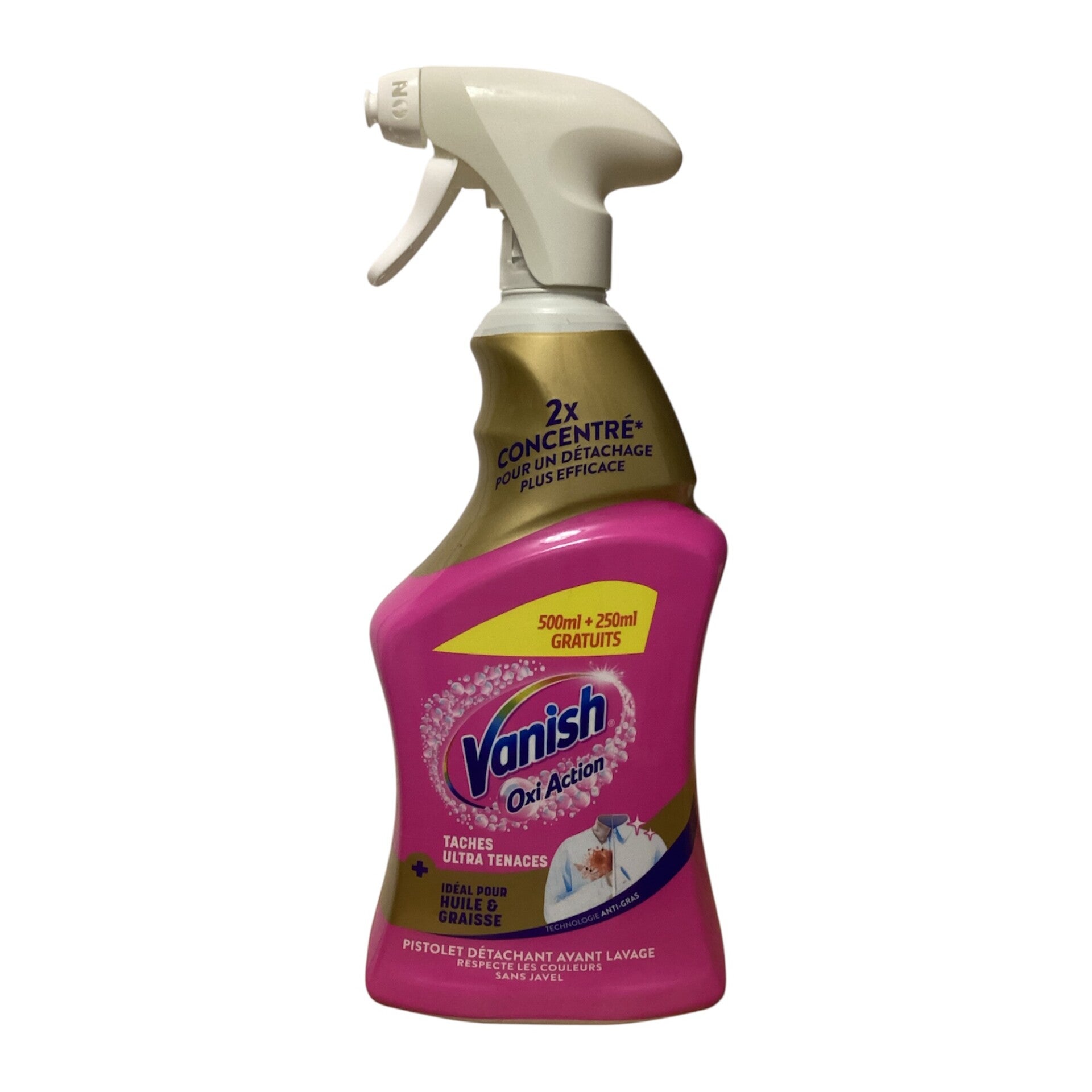 Vanish Pistolet Gold Détachant avant-lavage Spécial Huile & graisse sans Javel 750ml