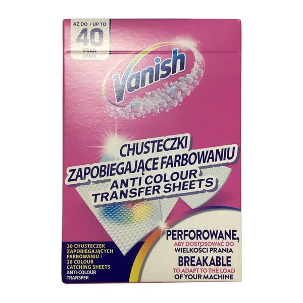 Vanish Lingettes Anti-décoloration Ultra Protection Intégrale x20