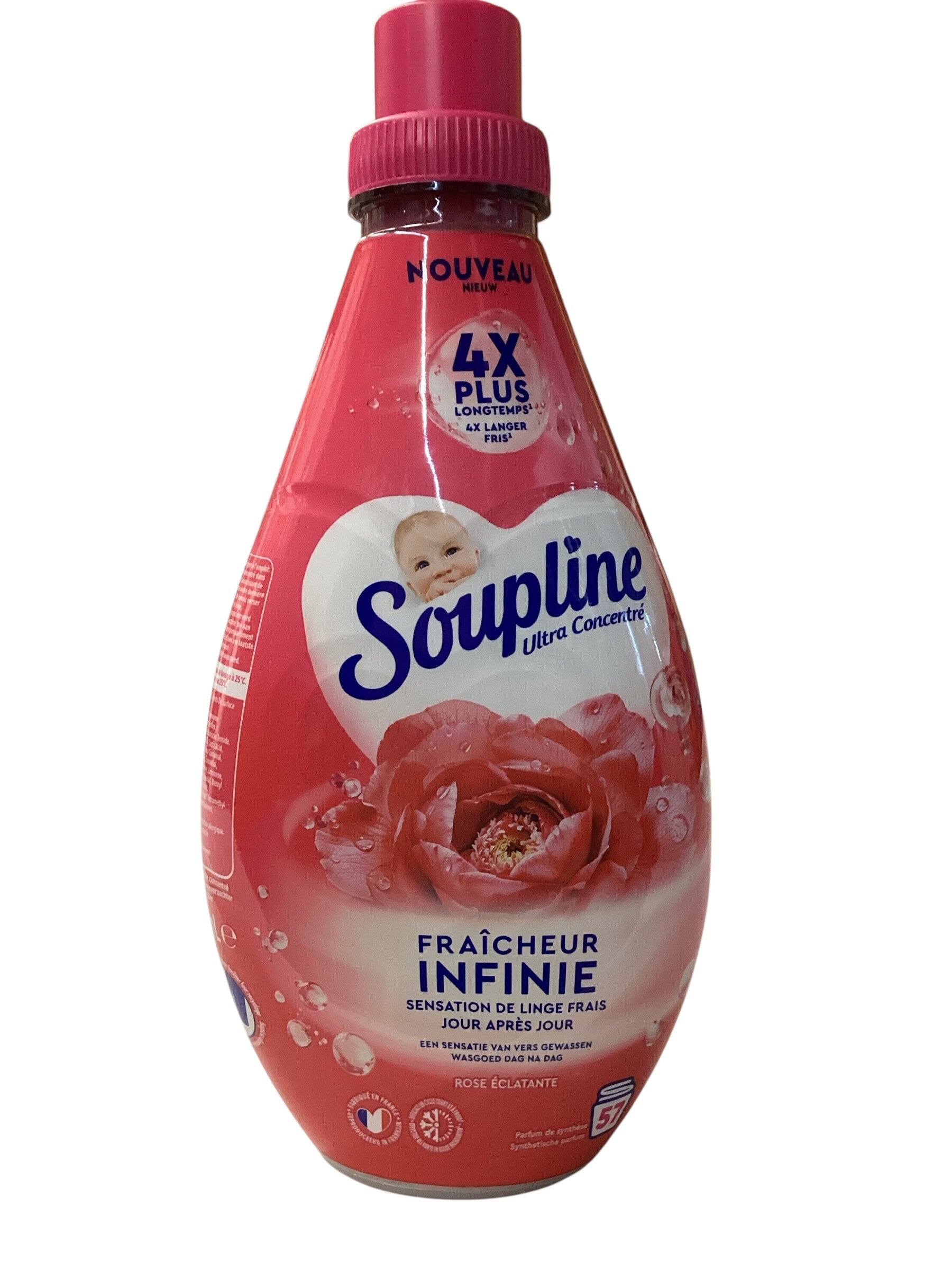 Soupline - Adoucissant Ultra Concentré Fraîcheur Infinie Rose Eclatante- 800ml
