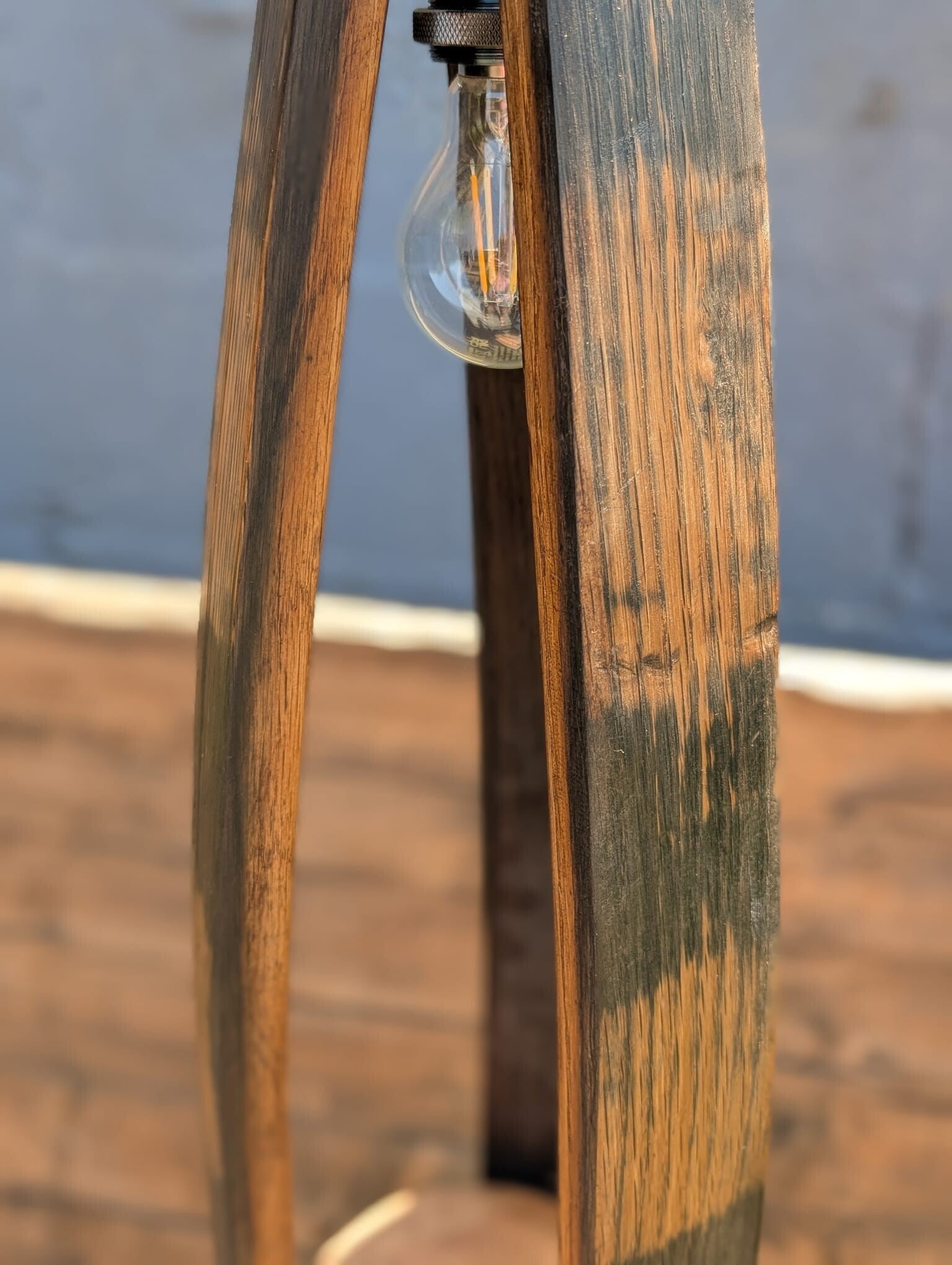 Oak Whiskey Barrel Stave Floor Lamp