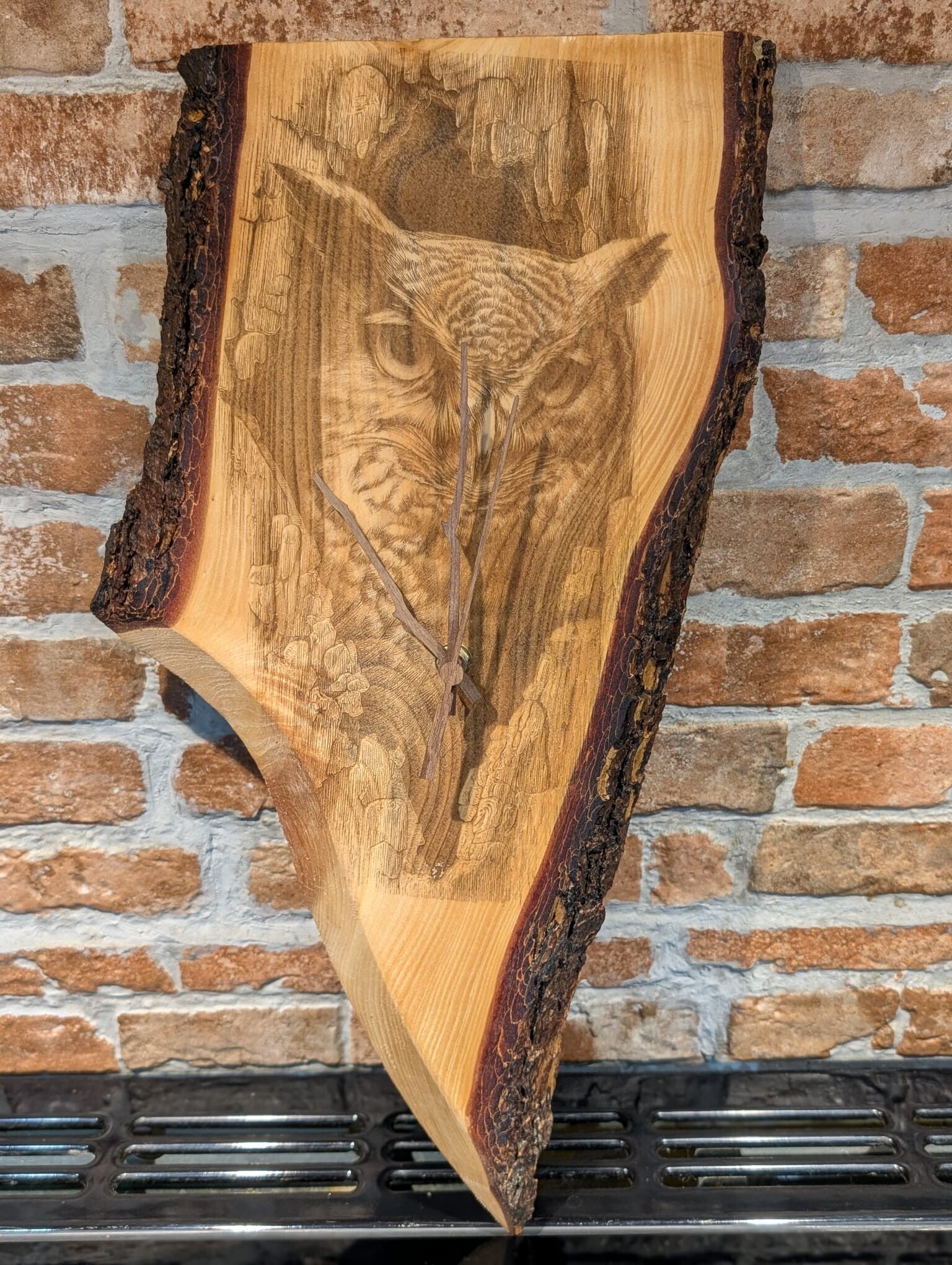 Owl Design Cedar Wall Clock