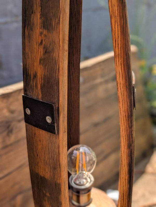 Oak Whiskey Barrel Stave Floor Lamp