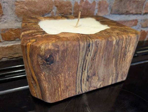 Rustic Spalted Elm Candle