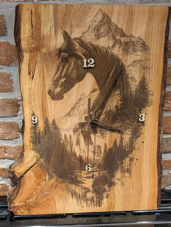 Horse Design Alder Wall Clock