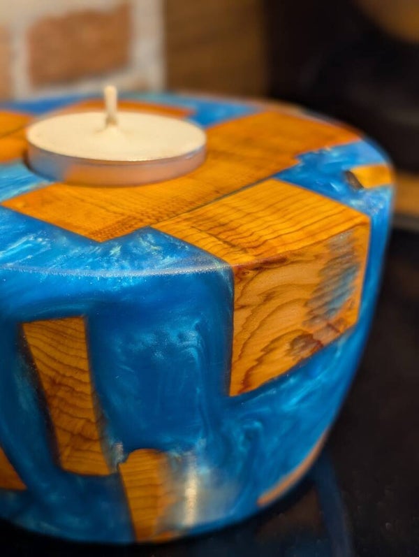 Yew & Resin Tea Light Holder