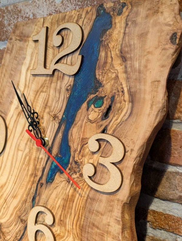 Olive Wood & Resin Wall Clock