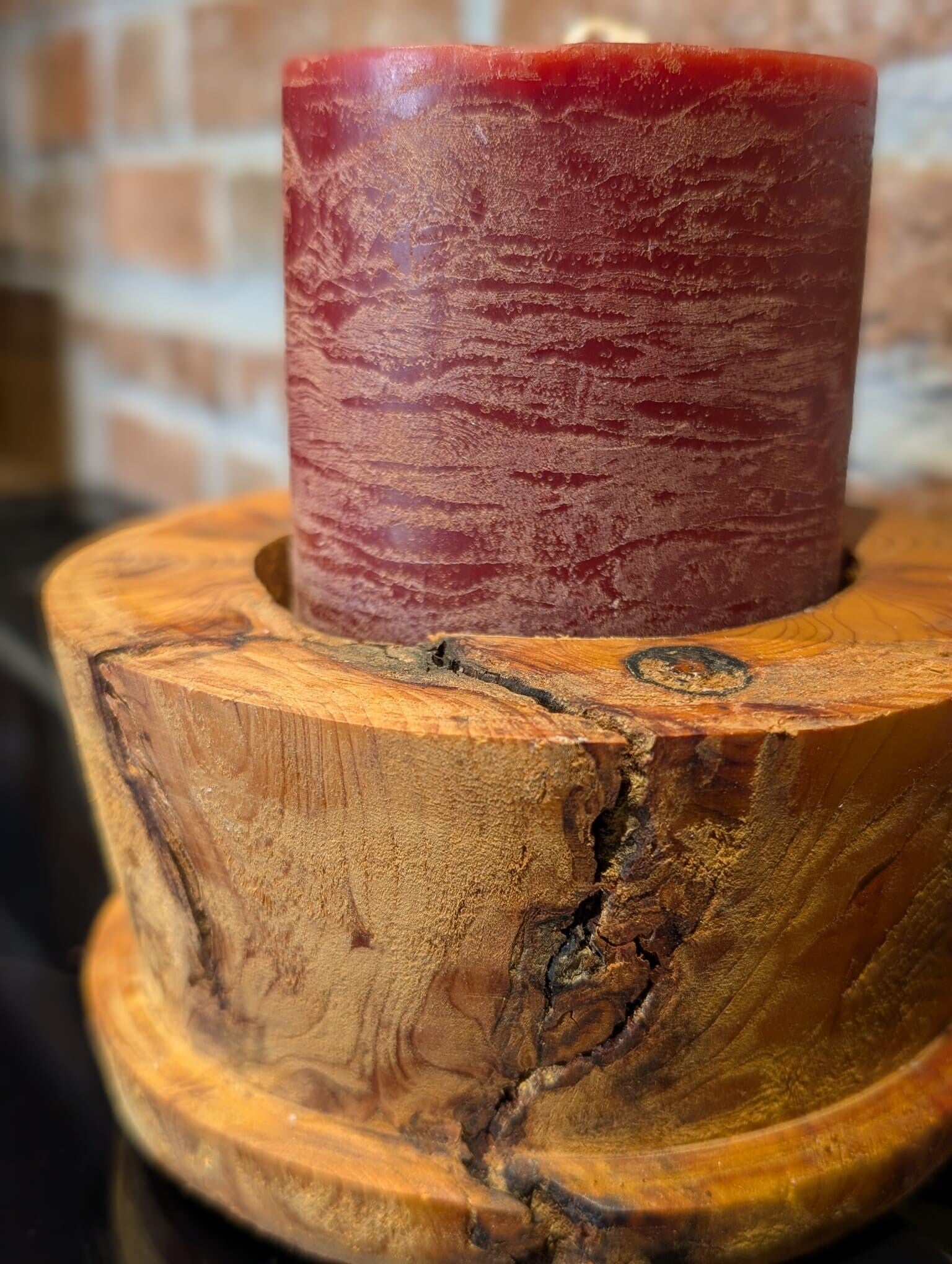 Rustic Yew Candle Holder