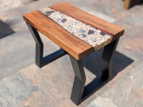 Chunky Ash & Pebble Resin Coffee Table