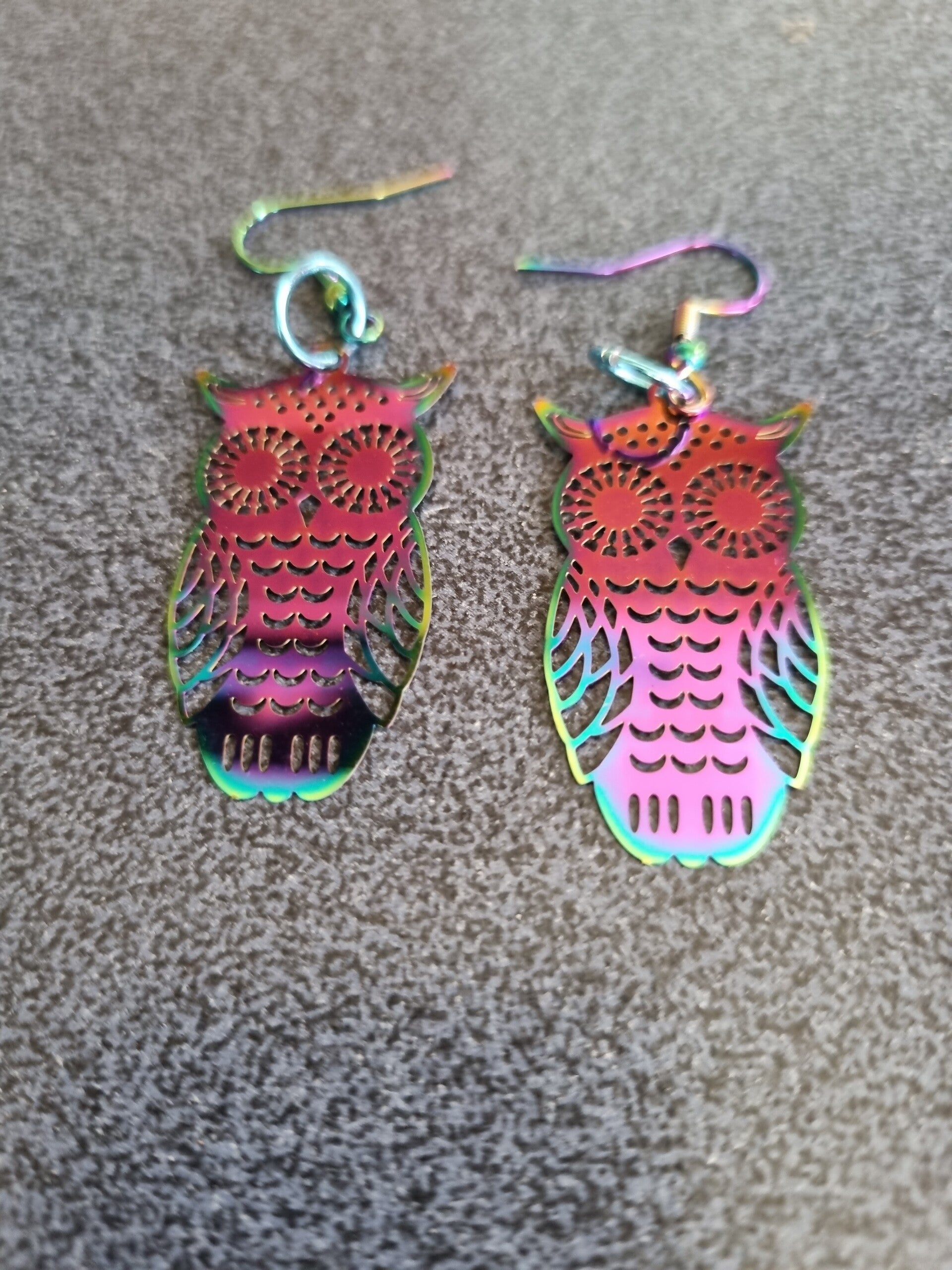Multi Colored Owl Earrings